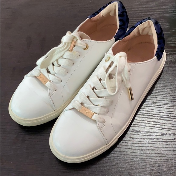 TOPSHOP WHITE LEATHER CHEETAH SNEAKERS SIZE 7 - Picture 2 of 9